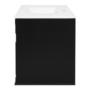 English Elm 36 Inch Floating Bathroom Vanity French Style Ceramic Sink Soft Close Storage Cabinet Black N710P458414B