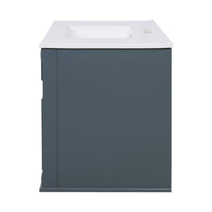 English Elm 36 Inch Floating Bathroom Vanity French Style Ceramic Sink Soft Close Storage Cabinet Blue N710P458414C