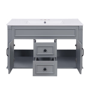English Elm 36 Inch Floating Bathroom Vanity French Style Ceramic Sink Soft Close Storage Cabinet Gray N710P458414E