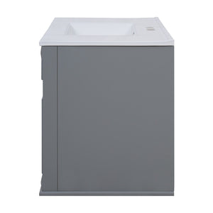 English Elm 36 Inch Floating Bathroom Vanity French Style Ceramic Sink Soft Close Storage Cabinet Gray N710P458414E
