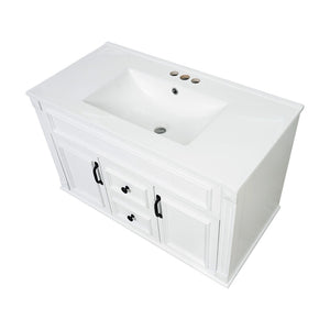 English Elm 36 Inch Floating Bathroom Vanity French Style Ceramic Sink Soft Close Storage Cabinet White N710P458414K