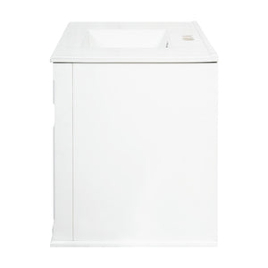 English Elm 36 Inch Floating Bathroom Vanity French Style Ceramic Sink Soft Close Storage Cabinet White N710P458414K