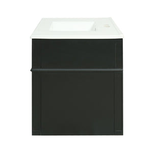 English Elm 36'' Floating Bathroom Vanity with Ceramic Sink Poplar Wood Cabinet and Iron Knobs Black N710P458416B