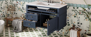 English Elm 36'' Floating Bathroom Vanity with Ceramic Sink Poplar Wood Cabinet and Iron Knobs Blue N710P458416C