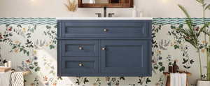 English Elm 36'' Floating Bathroom Vanity with Ceramic Sink Poplar Wood Cabinet and Iron Knobs Blue N710P458416C