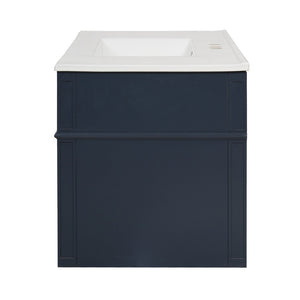 English Elm 36'' Floating Bathroom Vanity with Ceramic Sink Poplar Wood Cabinet and Iron Knobs Blue N710P458416C