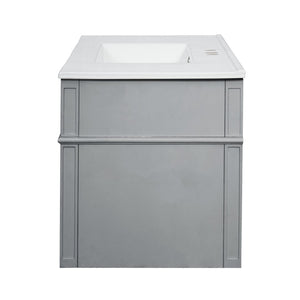 English Elm 36'' Floating Bathroom Vanity with Ceramic Sink Poplar Wood Cabinet and Iron Knobs Gray N710P458416E