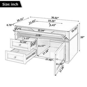 English Elm 36'' Floating Bathroom Vanity with Ceramic Sink Poplar Wood Cabinet and Iron Knobs Gray N710P458416E