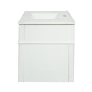 English Elm 36'' Floating Bathroom Vanity with Ceramic Sink Poplar Wood Cabinet and Iron Knobs White N710P458416K