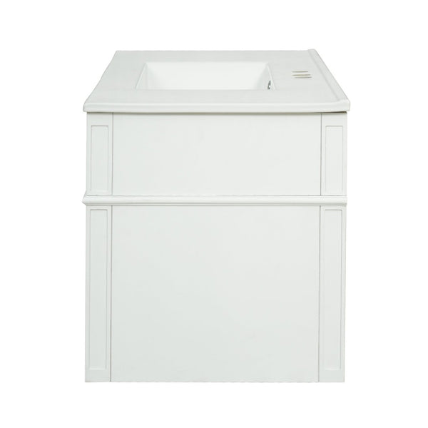 English Elm 36'' Floating Bathroom Vanity with Ceramic Sink Poplar Wood Cabinet and Iron Knobs White N710P458416K