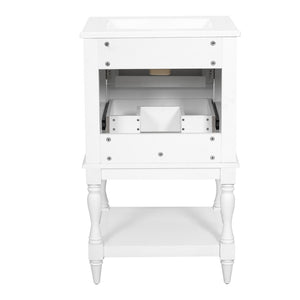 English Elm 20'' Retro Bathroom Vanity with Ceramic Sink Open Shelf and 2 Drawers for Small Baths White N710P458422K