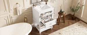English Elm 20'' Retro Bathroom Vanity with Ceramic Sink Open Shelf and 2 Drawers for Small Baths White N710P458422K