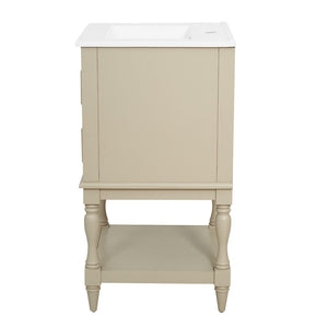 English Elm 20'' Retro Bathroom Vanity with Ceramic Sink Open Shelf and 2 Drawers for Small Baths Beige N710P458422Y