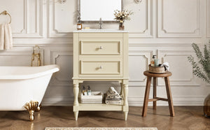English Elm 20'' Retro Bathroom Vanity with Ceramic Sink Open Shelf and 2 Drawers for Small Baths Beige N710P458422Y