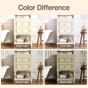 English Elm 20'' Retro Bathroom Vanity with Ceramic Sink Open Shelf and 2 Drawers for Small Baths Beige N710P458422Y