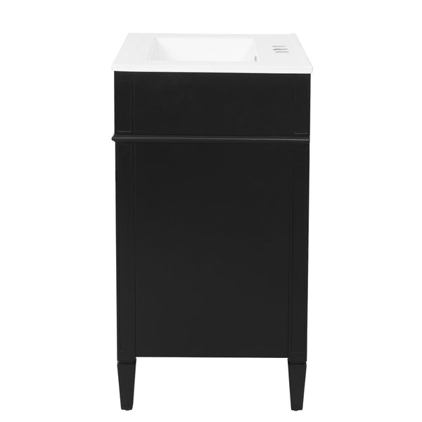 English Elm 24 Inch French Inspired Bathroom Vanity with Ceramic Sink Soft Close Drawers and Cabinet Black N710P458431B