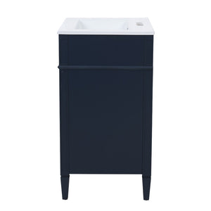 English Elm 24'' French Inspired Single Sink Vanity Solid Wood Legs Blue Lacquer 3 Drawer Storage N710P458431C