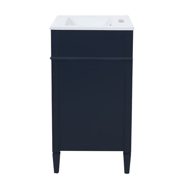 English Elm 24'' French Inspired Single Sink Vanity Solid Wood Legs Blue Lacquer 3 Drawer Storage N710P458431C