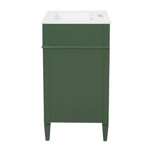 English Elm 24 Inch French Inspired Bathroom Vanity with Ceramic Sink Soft Close Drawers and Cabinet Green N710P458431F