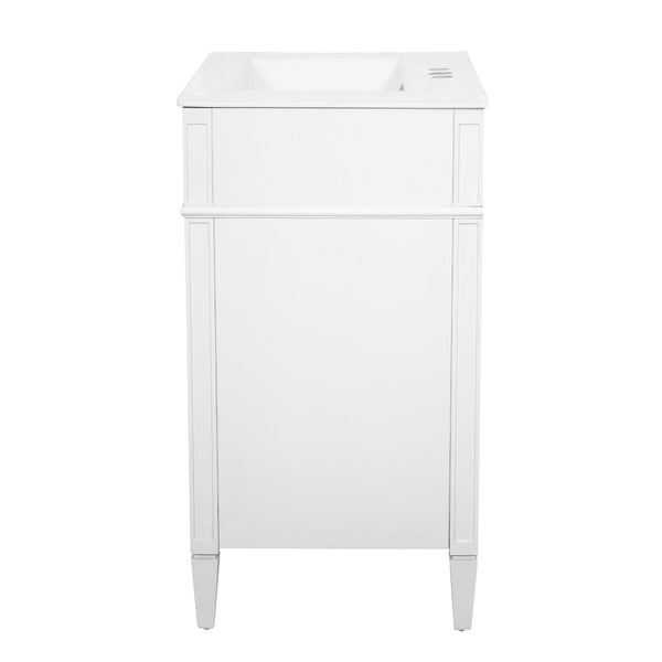 English Elm 24 Inch French Inspired Bathroom Vanity with Ceramic Sink Soft Close Drawers and Cabinet White N710P458431K