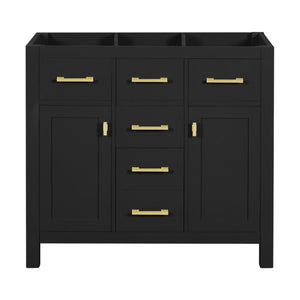 English Elm 36 Inch Modern Bathroom Vanity Cabinet Solid Wood Frame with Soft Close Drawers N710P460682B
