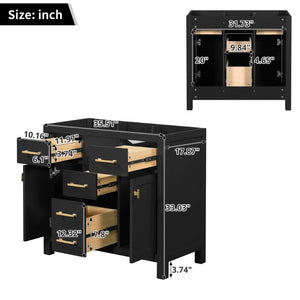 English Elm 36 Inch Modern Bathroom Vanity Cabinet Solid Wood Frame with Soft Close Drawers N710P460682B