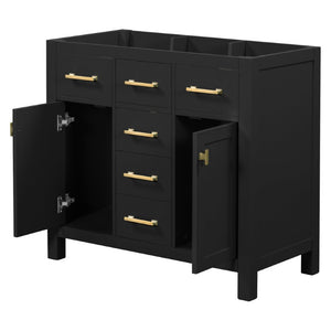 English Elm 36 Inch Modern Bathroom Vanity Cabinet Solid Wood Frame with Soft Close Drawers N710P460682B