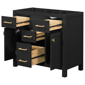 English Elm 36 Inch Modern Bathroom Vanity Cabinet Solid Wood Frame with Soft Close Drawers N710P460682B