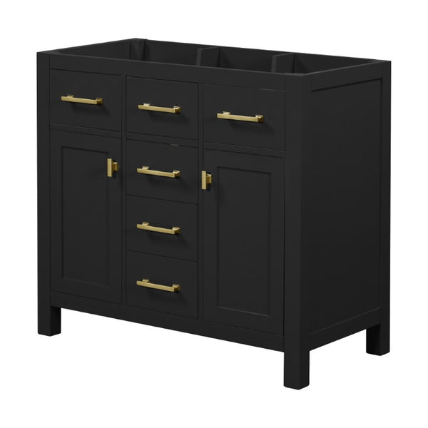 English Elm 36 Inch Modern Bathroom Vanity Cabinet Solid Wood Frame with Soft Close Drawers N710P460682B