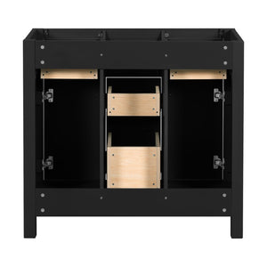 English Elm 36 Inch Modern Bathroom Vanity Cabinet Solid Wood Frame with Soft Close Drawers N710P460682B