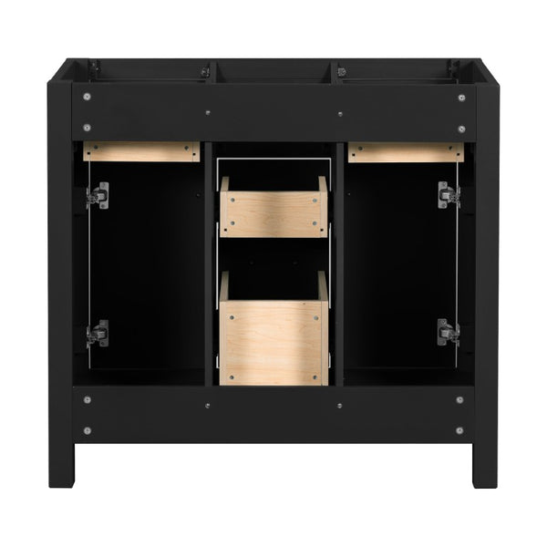 English Elm 36 Inch Modern Bathroom Vanity Cabinet Solid Wood Frame with Soft Close Drawers N710P460682B