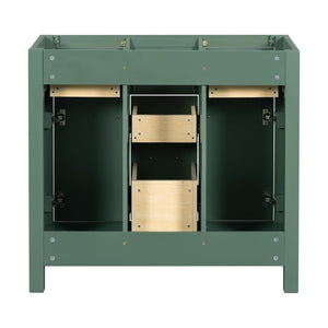 English Elm 36 Inch Freestanding Bathroom Vanity Cabinet Solid Wood Shaker Style with Gold Hardware N710P460682F