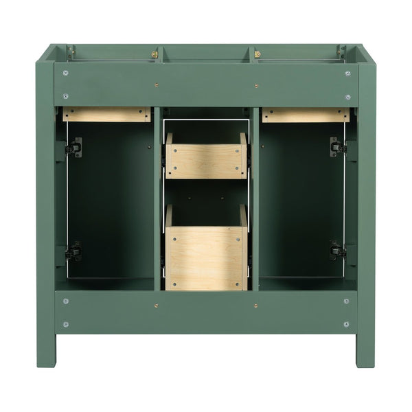 English Elm 36 Inch Freestanding Bathroom Vanity Cabinet Solid Wood Shaker Style with Gold Hardware N710P460682F