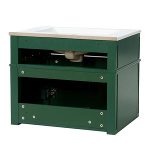 English Elm 24 Inch Wall Mounted Bathroom Vanity Sage Green Cabinet with Ceramic Sink Soft Close N710P460692F