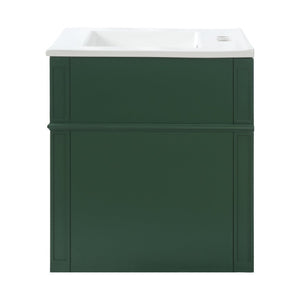 English Elm 24 Inch Wall Mounted Bathroom Vanity Sage Green Cabinet with Ceramic Sink Soft Close N710P460692F