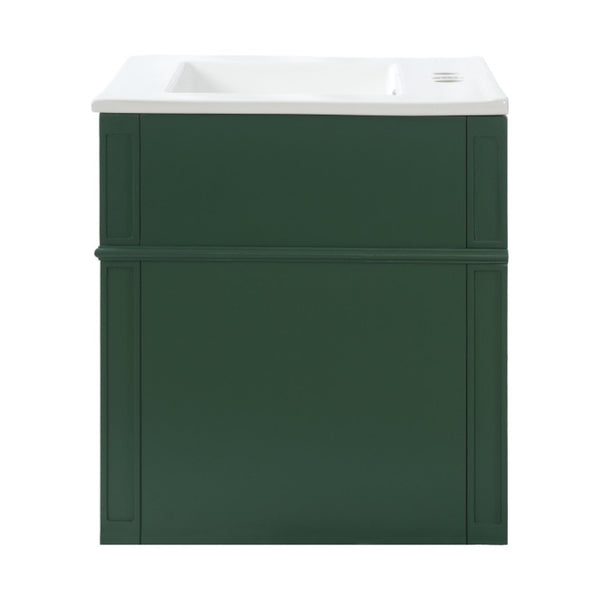 English Elm 24 Inch Wall Mounted Bathroom Vanity Sage Green Cabinet with Ceramic Sink Soft Close N710P460692F