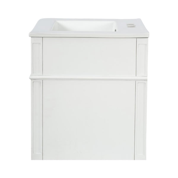 English Elm 24 Inch Wall Mounted Bathroom Vanity with Ceramic Sink Soft Close Doors Open Back Cabinet White N710P460692K