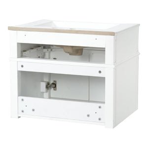 English Elm 24 Inch Wall Mounted Bathroom Vanity with Ceramic Sink Soft Close Doors Open Back Cabinet White N710P460692K