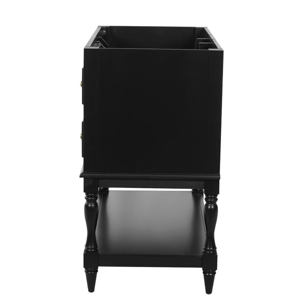 English Elm 36 Inch Freestanding Bathroom Vanity with 4 Full Extension Drawers Rubberwood Frame Black N710P460696B