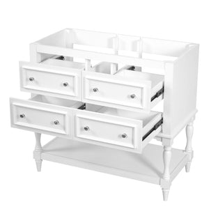 English Elm 36 Inch Freestanding Bathroom Vanity with 4 Full Extension Drawers Rubberwood Frame White N710P460696K