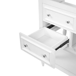English Elm 36 Inch Freestanding Bathroom Vanity with 4 Full Extension Drawers Rubberwood Frame White N710P460696K