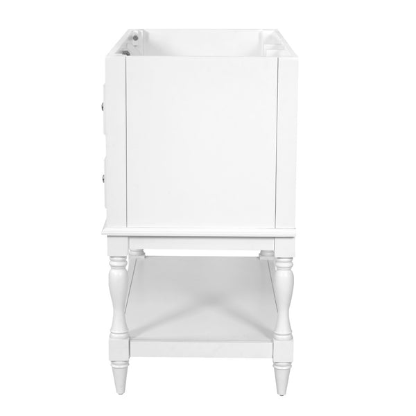 English Elm 36 Inch Freestanding Bathroom Vanity with 4 Full Extension Drawers Rubberwood Frame White N710P460696K