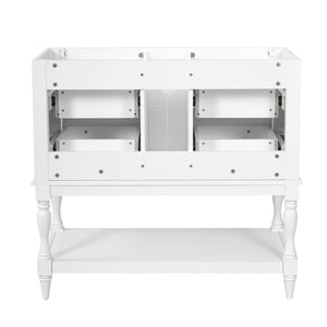 English Elm 36 Inch Freestanding Bathroom Vanity with 4 Full Extension Drawers Rubberwood Frame White N710P460696K