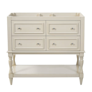 English Elm 36 Inch Freestanding Bathroom Vanity with 4 Full Extension Drawers Rubberwood Frame Beige N710P460696Y