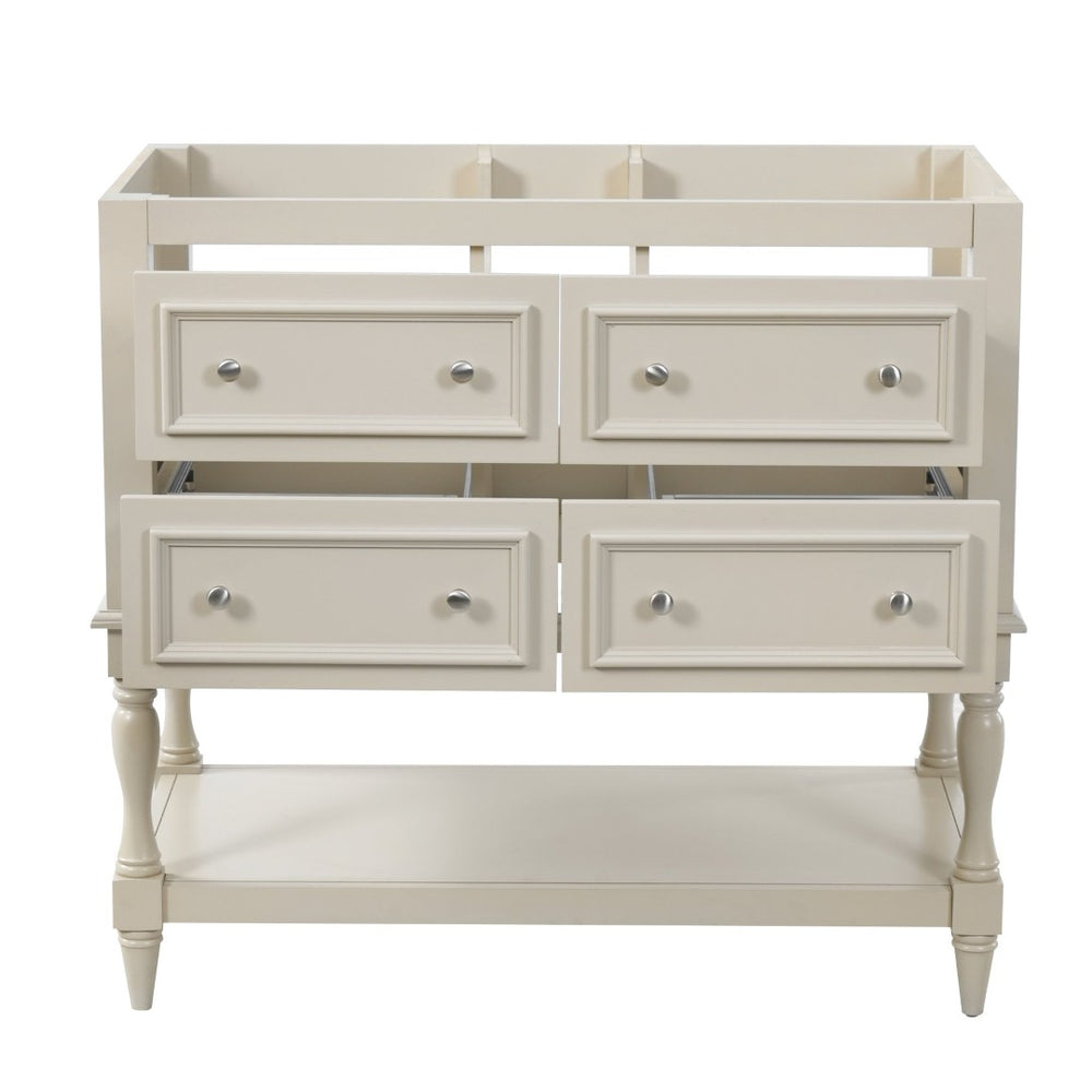 English Elm 36 Inch Freestanding Bathroom Vanity with 4 Full Extension Drawers Rubberwood Frame Beige N710P460696Y
