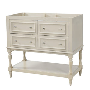English Elm 36 Inch Freestanding Bathroom Vanity with 4 Full Extension Drawers Rubberwood Frame Beige N710P460696Y