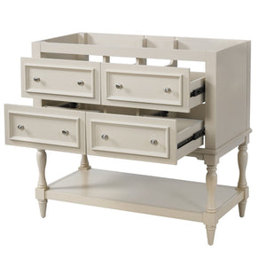 English Elm 36 Inch Freestanding Bathroom Vanity with 4 Full Extension Drawers Rubberwood Frame Beige N710P460696Y