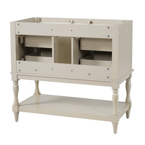 English Elm 36 Inch Freestanding Bathroom Vanity with 4 Full Extension Drawers Rubberwood Frame Beige N710P460696Y