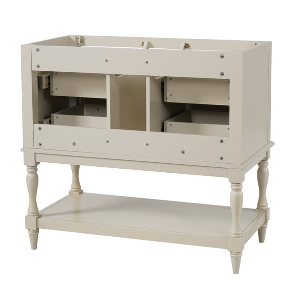 English Elm 36 Inch Freestanding Bathroom Vanity with 4 Full Extension Drawers Rubberwood Frame Beige N710P460696Y