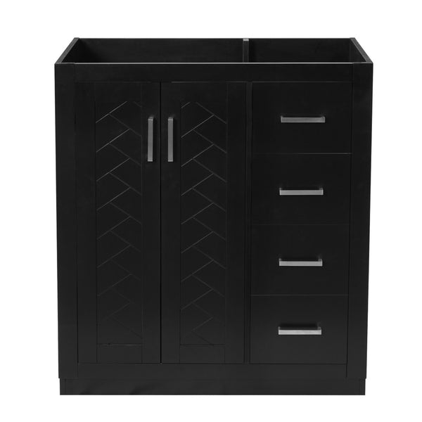 English Elm 30'' Solid Poplar Freestanding Bathroom Vanity with Three Drawers and Soft Close Cabinet Black Style A N710P460709B
